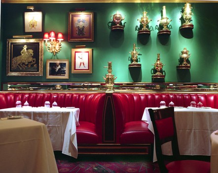 In its last week at the Robert Mann Gallery in Chelsea: Wijnanda Deroo's snapshots of New York eateries. Above, a view of the Russian Tea Room.
